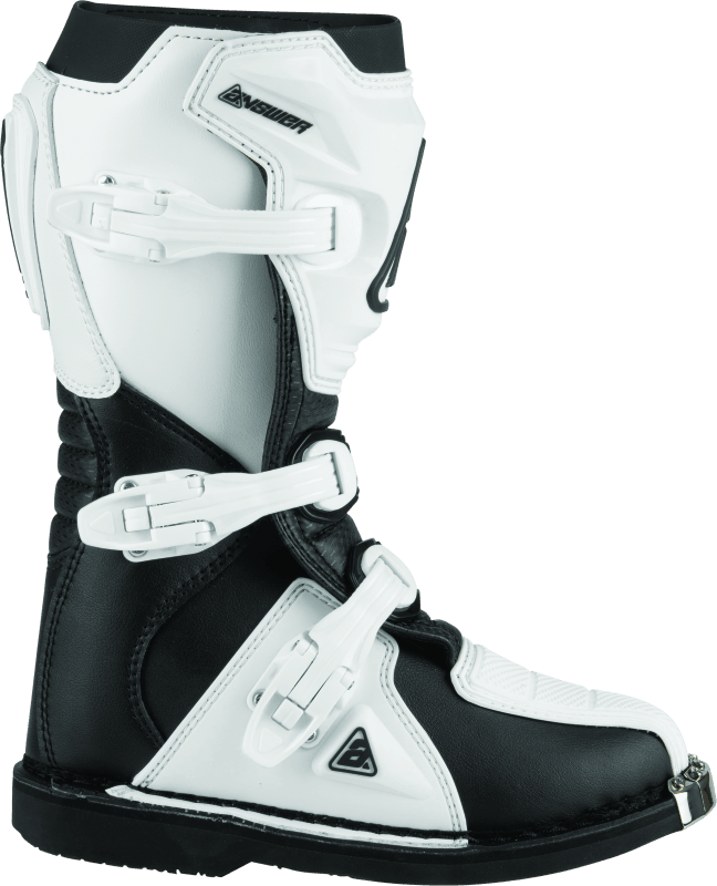 Answer AR1 Boot Black/White Youth Size - 1 - Powersports Haven