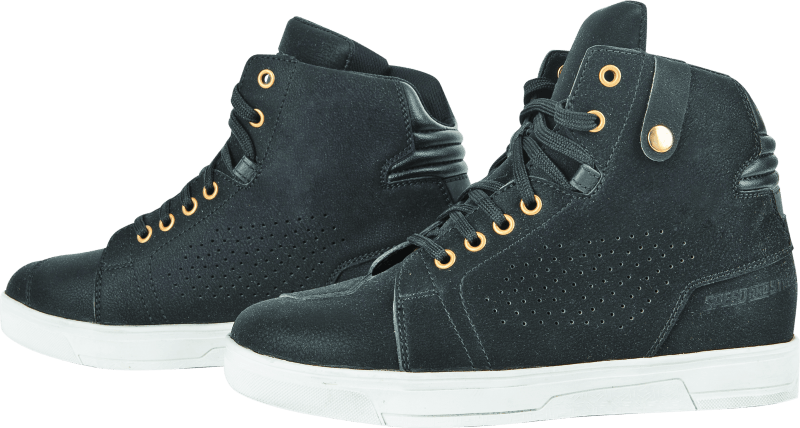 Speed and Strength Mad Dash Leather Shoes Black/White Womens Size - 6 - Powersports Haven