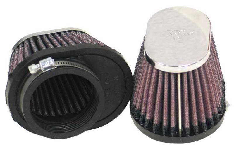 K&N Universal Chrome Filter 2 1/8in FLG / 4in x 3in Bottom / 2in Top / 2 3/4in Height (2 Per Box) - Powersports Haven