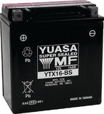 Yuasa YTX16-BS Maintenance Free AGM 12-Volt Battery w/Bottle