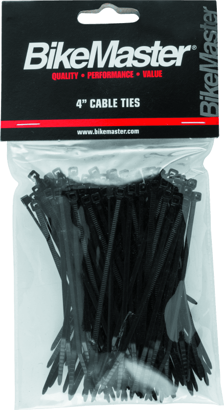 BikeMaster 4in Cable Ties (Pack of 100) - Black - Powersports Haven