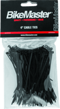 BikeMaster 4in Cable Ties (Pack of 100) - Black