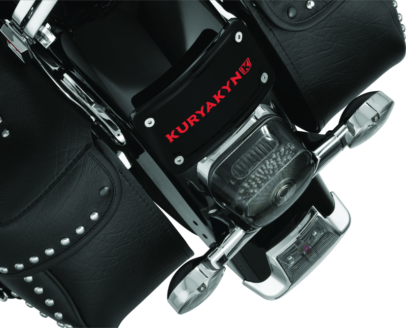 Kuryakyn Curved Laydown License Plate Frame Gloss Black - Powersports Haven