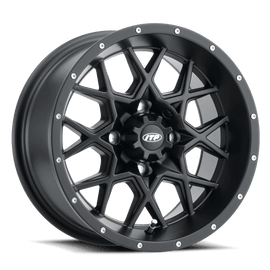 ITP Hurricane 12x7 / 4x137 BP / 5+2 Offset Matte Black Wheel - Powersports Haven