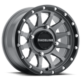 Raceline A95SG Trophy 15x7in / 4x156 BP / 10mm Offset / 132.5mm Bore - Grey & Black Lip Wheel