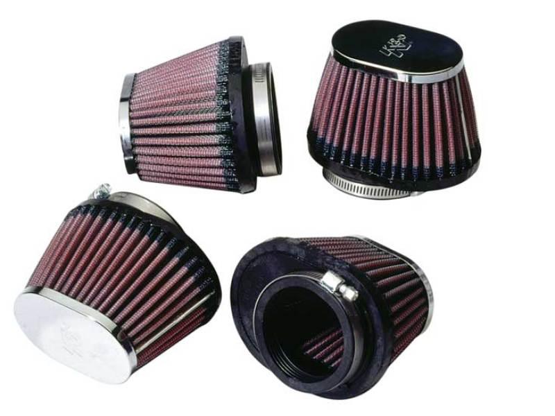 K&N Universal Chrome Oval Tapered Filter 2.125inFlgID x 4inBOL x 3inBOW x 3inTOL x 2inTOW x 2.75inH - Powersports Haven