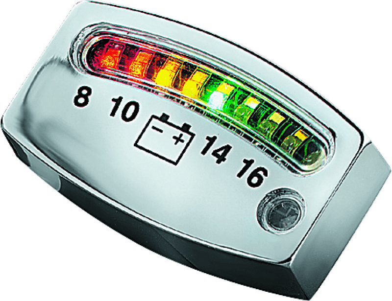 Kuryakyn LED Battery Gauge Universal Chrome - Powersports Haven