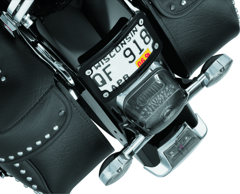 Kuryakyn Curved Laydown License Plate Frame Gloss Black - Powersports Haven