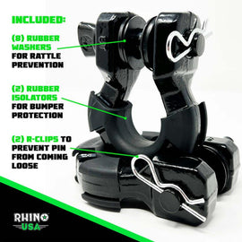 Rhino USA 8T Super Shackle 2-Pack (Matte Black) - Powersports Haven