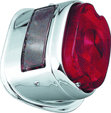 Bikers Choice 56-72 Big Twin & XL Chrome Taillight W/Red Lens & Top License Light Repl H-D 68010-64B