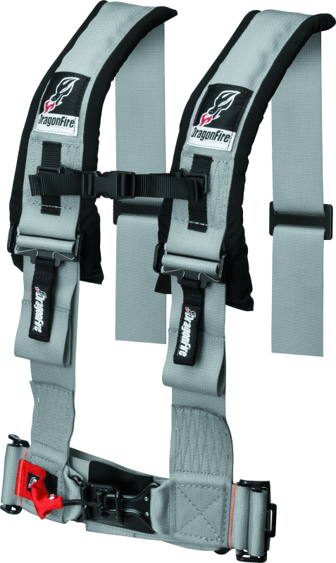 DragonFire Racing Harness H Style- 4-Point- 3in Buckle- Grey - Powersports Haven