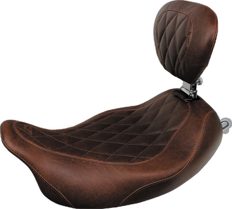 Mustang 97-07 Harley Rd King,06-07 Str Glide,00-05 Eagle Wide Tripper Solo Seat - Brown - Powersports Haven