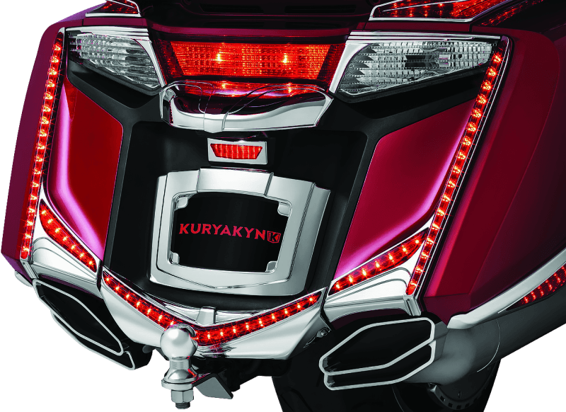 Kuryakyn L.E.D. Vertical Rear Light Strips 12-17 GL1800 Chrome Red Lens - Powersports Haven