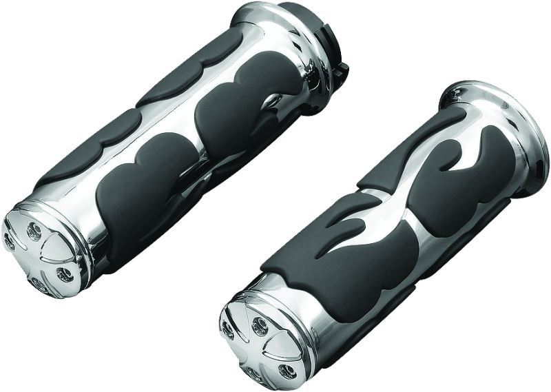 Kuryakyn ISO Flame Grips Throttle-By-Wire Chrome - Powersports Haven
