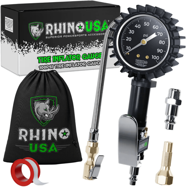 Rhino USA 100 Psi Analog Tire Inflator Gauge - Powersports Haven