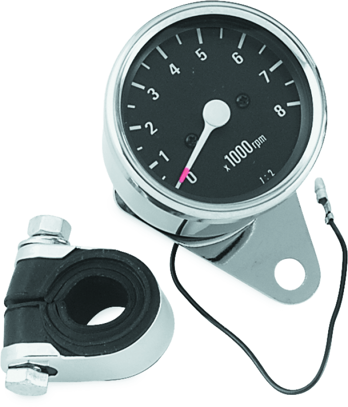 Bikers Choice Big Twin & XL Mechanical Custom Mini Tachometer Black Face 8000 Rpm 2 1/2 Inch - Powersports Haven