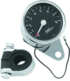 Bikers Choice Big Twin & XL Mechanical Custom Mini Tachometer Black Face 8000 Rpm 2 1/2 Inch - Powersports Haven