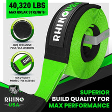 Load image into Gallery viewer, Rhino USA Recovery Tow Strap 4Inx30Ft (Green) - Powersports Haven