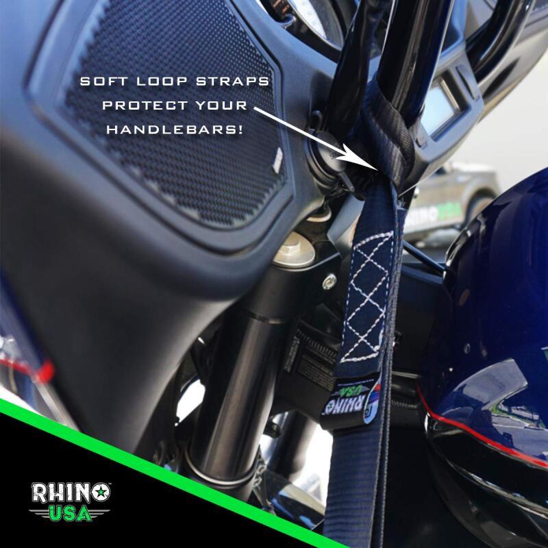 Rhino USA Heavy Duty Ratchet Tie-Down 4-Pack (Black) 1.6In X 8Ft - Powersports Haven