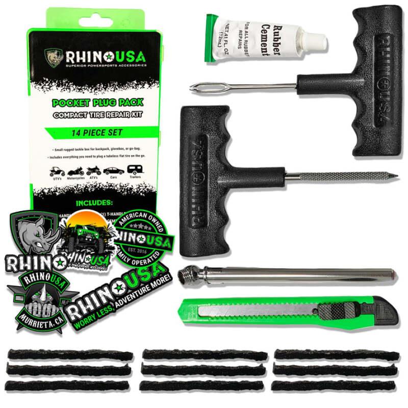 Rhino USA 14-Piece Compact Tire Repair Plug Kit - Powersports Haven