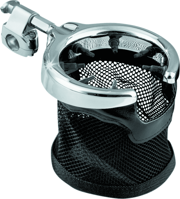 Kuryakyn Universal Passenger Drink Holder With Basket Black & Chrome - Powersports Haven
