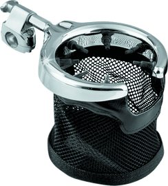 Kuryakyn Universal Passenger Drink Holder With Basket Black & Chrome - Powersports Haven