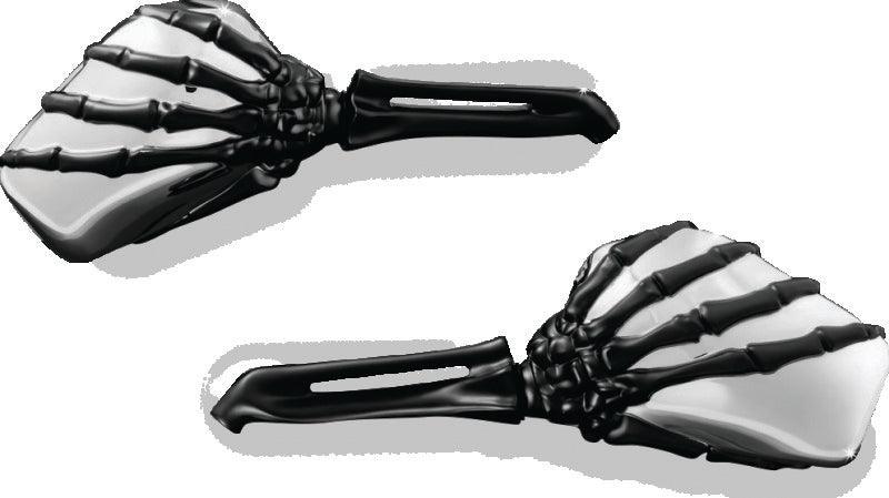 Kuryakyn Skeleton Hand Mirrors Black/Chrome - Powersports Haven