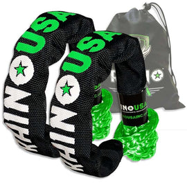 Rhino USA Synthetic Soft Shackles Green (2-Pack) - Powersports Haven