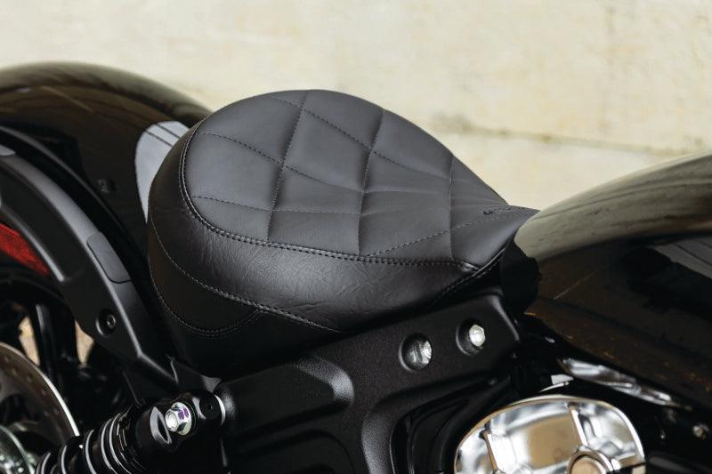 Mustang 18-21 Indian Scout Bobber Standard Touring Solo Seat Diamond Stitch - Black - Powersports Haven
