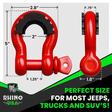 Load image into Gallery viewer, Rhino USA 3/4In D-Ring Shackle Set (2-Pack) Matte Black - Powersports Haven