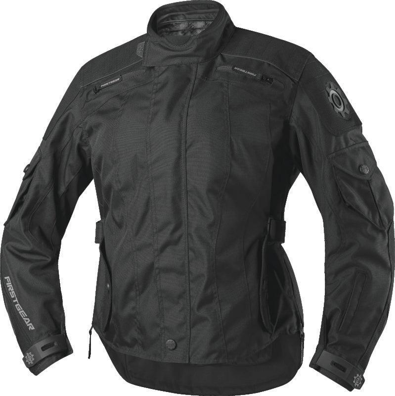 First Gear Voyage Jacket Black/Grey Womens - Large - Powersports Haven