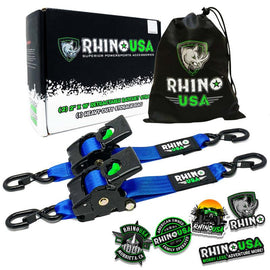 Rhino USA Retractable Ratchet Straps (2Pk 2Inx10Ft) Blue - Powersports Haven