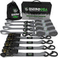 Rhino USA Medium Duty Ratchet Strap Tie-Down 4-Pack (Gray) - Powersports Haven