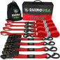 Rhino USA Medium Duty Ratchet Strap Tie-Down 4-Pack (Red) - Powersports Haven