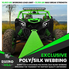 Rhino USA Recovery Tow Strap 3Inx30Ft (Green) - Powersports Haven