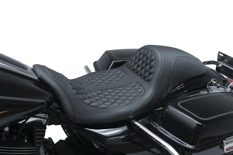 Mustang 08-21 Harley Electra Glide,Rd Glide,Rd King ,Str Glide Hightail Fastback 1PC Seat - Black - Powersports Haven