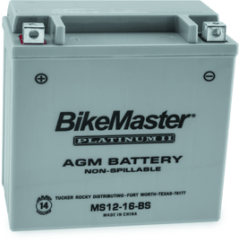 BikeMaster AGM Battery - MS12-16-BS - Powersports Haven