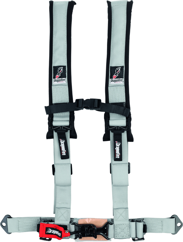 DragonFire Racing Harness- H-Style- 4-Point- 2in Buckle- Grey - Powersports Haven