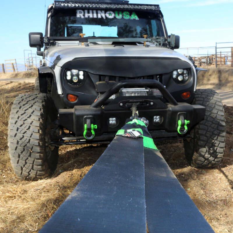 Rhino USA Recovery Tow Strap 4Inx30Ft (Green) - Powersports Haven