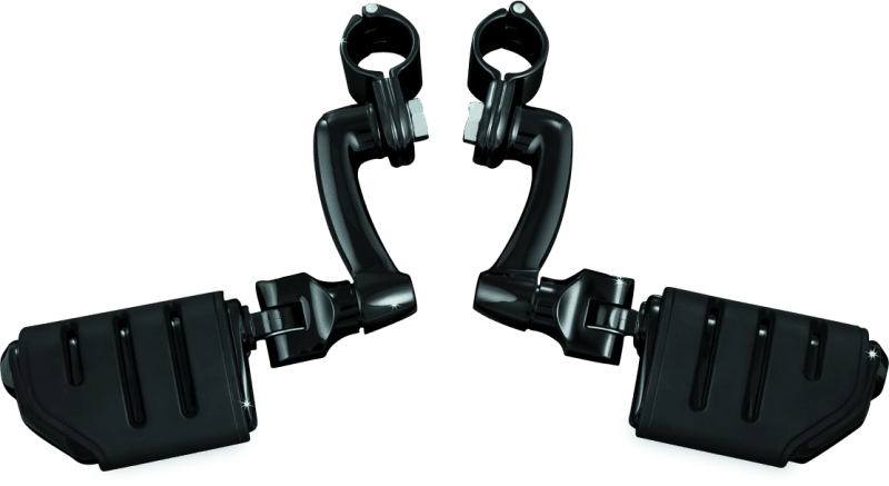Kuryakyn Longhorn Trident Offset Highway Pegs With 1-1/4 in Clamps Black - Powersports Haven