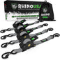 Rhino USA Retractable Ratchet Straps (4Pk 1Inx10Ft) (Gray) - Powersports Haven