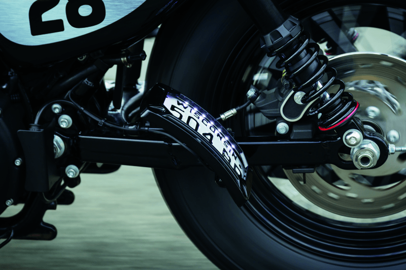 Kuryakyn Nova Curved Vertical Mount Side License Plate Holder Gloss Black - Powersports Haven