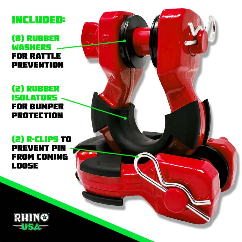 Rhino USA 8T Super Shackle 2-Pack (Red) - Powersports Haven