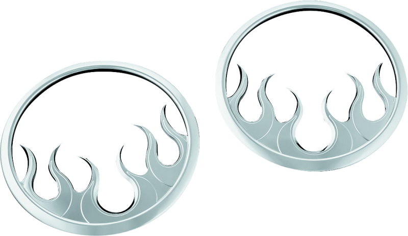 Kuryakyn Flame Speaker Grills For 14-Up Touring Models Chrome - Powersports Haven
