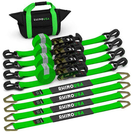 Rhino USA Heavy Duty Vehicle Tie Down Kit- Green - Powersports Haven