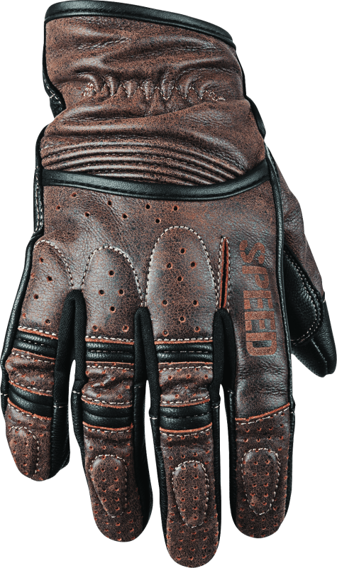 Speed and Strength Rust and Redemption Leather Gloves Brown - Medium - Powersports Haven
