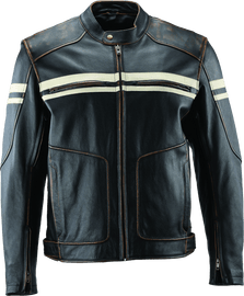 Kuryakyn Leather By River Road Hoodlum Vintage Leather Jacket Black - XL - Powersports Haven