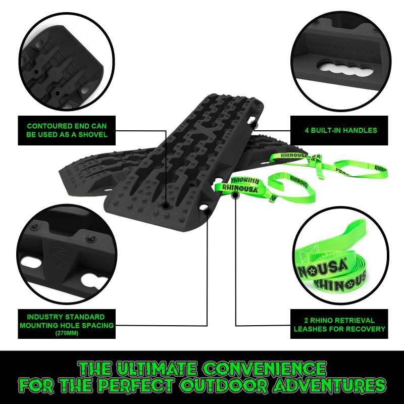 Rhino USA Recovery Traction Boards - Black (Pair) - Powersports Haven