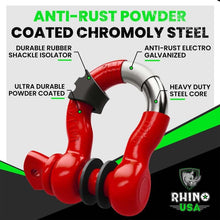 Load image into Gallery viewer, Rhino USA 3/4In D-Ring Shackle Set (2-Pack)(Red) - Powersports Haven