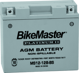 BikeMaster AGM Battery - MS12-12B-BS - Powersports Haven